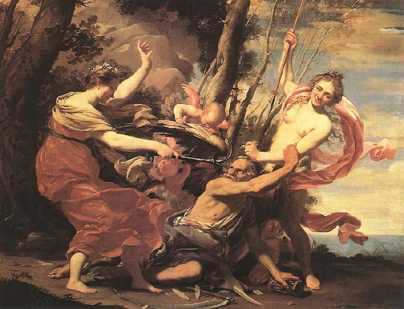 VOUET, Simon Father Time Overcome by Love, Hope and Beauty hf China oil painting art